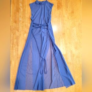 EUC blue maxi sheer overlay dress